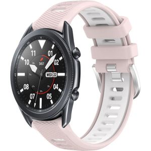 Voor Samsung Galaxy Watch3 45 mm 22 mm sport tweekleurige stalen gesp siliconen horlogeband (roze + wit)