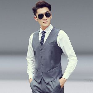 Men Vest Slim Korean Work Clothes Suit Vest Groomsmen Professional Wear Men Vest  Size: XXXL(Gray )