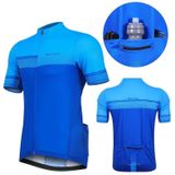 WEST BIKING YP0206164 Summer Polyester Breathable Quick-drying Round Shoulder Short Sleeve Cycling Jersey for Men (Color:Blue Size:XXXL)