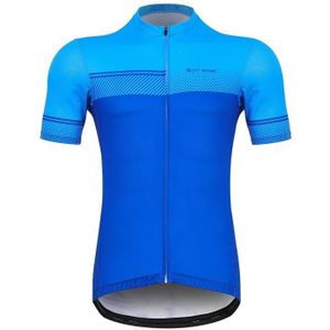 WEST BIKING YP0206164 Summer Polyester Breathable Quick-drying Round Shoulder Short Sleeve Cycling Jersey for Men (Color:Blue Size:XXXL)
