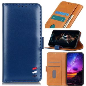 For Nokia 7.3 3-Color Pearl Texture Magnetic Buckle Horizontal Flip PU Leather Case with Card Slots & Wallet & Holder(Blue)