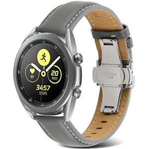 Voor Samsung Galaxy Watch4 20mm vlinder gespenen echte lederen horlogeband