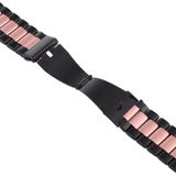 Voor Apple Watch Series 6 & SE & 5 & 4 44mm / 3 & 2 & 1 42mm roestvrij stalen polsband horlogeband (zwart + roségoud)