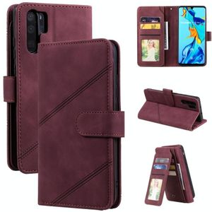 For Huawei P30 Pro Skin Feel Business Horizontal Flip PU Leather Case with Holder & Multi-Card Slots & Wallet & Lanyard & Photo Frame(Red)