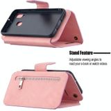 For Samsung Galaxy A40 Detachable Frosted Magnetic Horizontal Flip Leather Case with Card Slots & Holder & Zipper Wallet & Photo Frame(Pink)