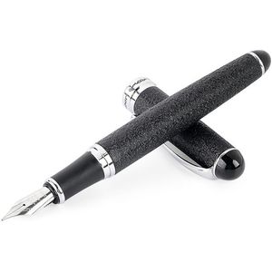 X750 Stationery Stainless Steel Fountain Pen Medium Nib Ink Pens School Oiifice Gift  Nib Size:0.5mm(Black Pattern)