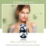 S925 Sterling Silver Cat Silhouette Pendant Beads DIY Bracelet Necklace Accessories