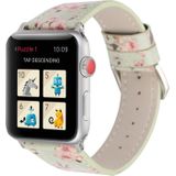 Fashion Plum Blossom Pattern Genuine Leather Wrist Watch Band for Apple Watch Series 3 & 2 & 1 38mm(Light Green)