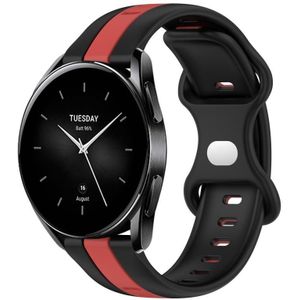 Voor Xiaomi Watch S2 46 mm 22 mm vlindergesp tweekleurige siliconen horlogeband (zwart + rood)