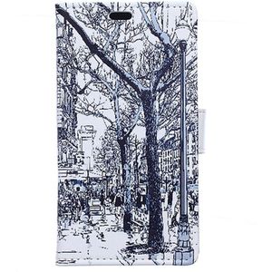 Street Trees Pattern Horizontal Flip Magnetic Buckle Leather Case with Card Slots & Wallet & Holder for Galaxy A5 / A500
