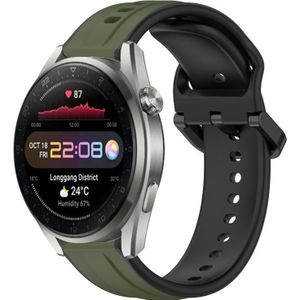 Voor Huawei Watch 3 Pro Nieuwe 22 mm bolle lus tweekleurige siliconen horlogeband (donkergroen + zwart)