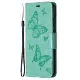 For Nokia 5.3 Two Butterflies Embossing Pattern Horizontal Flip Leather Case with Holder & Card Slot & Wallet & Lanyard(Green)