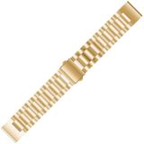 For Garmin Fenix 5 Three-Bead Stainless Steel Metal Watchband  Size:22MM(Golden)