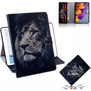 For Samsung Galaxy Tab S7 T870 (2020) 3D Colored Drawing Horizontal Flip Leather Case with Holder & Card Slot & Wallet(Lion)