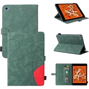 Dual-Color Splicing Horizontale Flip PU Lederen Case met Houder & Card Slots & Slaap / Weks-up Functie voor iPad Mini / Mini 2 / Mini 3 / Mini 4 / Mini  (Groen)