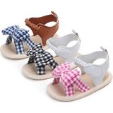 Bow Plaid Soft Weave Crib Anti-Slip Baby Girls Summer Shoes Anti-Slip Single Sandals  Size:12(Blue)