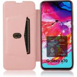 For Samsung Galaxy A70 Bronzing Plating PU + TPU Horizontal Flip Leather Case with Holder & Card Slot(Pink White)