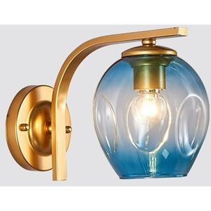 5W Warm Light Simple Bedroom Study Bedside Lamp LED Wall Lamp Creative Corridor Wall Lamp(2035 Gold Gradient Blue)