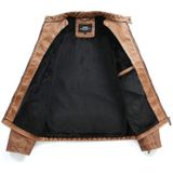 Autumn And Winter Fashion Tide Male Leather Jacket (Color:Khaki Size:XXL)