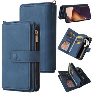 For Samsung Galaxy Note20 Ultra Skin Feel PU + TPU Horizontal Flip Leather Case with Holder & 15 Cards Slot & Wallet & Zipper Pocket & Lanyard(Blue)