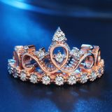 Princess Queen Crown-shaped Rose Gold Plated Zircon Ring  US Size: 5  Diameter: 15.7mm  Perimeter: 49.3mm(Rose Gold)