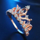 Princess Queen Crown-shaped Rose Gold Plated Zircon Ring  US Size: 5  Diameter: 15.7mm  Perimeter: 49.3mm(Rose Gold)