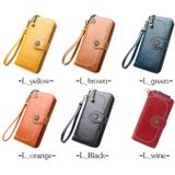 Vintage Button Phone Purses Women Wallets Female Purse Leather Brand Retro Ladies Long Zipper Woman Wallet Card Clutch(Long orange)