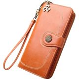 Vintage Button Phone Purses Women Wallets Female Purse Leather Brand Retro Ladies Long Zipper Woman Wallet Card Clutch(Long orange)