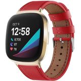 Voor Fitbit Versa 4/Sense 2 Ronde Staart Lederen Horlogeband (Rood)