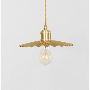 Pure Copper Single Head  Vintage Nostalgic Brass Pleated Chandelier with 5W White Light LED