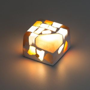 Translucent Gypsum Ore Night Light Bedroom Touch Dimming Sleep Desk Lamp  Style: Sugar Cube
