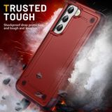 Voor Samsung Galaxy S21 5G 2 in 1 Soft TPU Hard PC Phone Case (Rood Rose Rood)