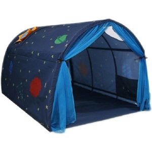 Children Home Bed Crawl Tunnel Game House Tent  Style:Blue with Mosquito Net