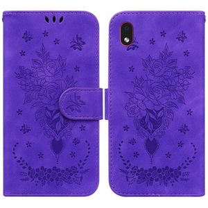 Voor Samsung Galaxy A01 Core / M01 Core Butterfly Rose Lederen telefoonhoesje