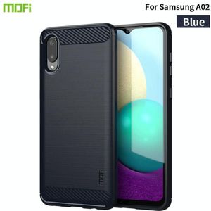 For Samsung Galaxy A02 / M02 MOFI Gentleness Series Brushed Texture Carbon Fiber Soft TPU Case(Blue)