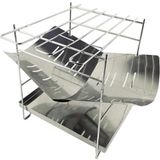Outdoor Camp Portable Folding Stainless Steel Barbecue Charcoal Grill + Base Plate (Silver)