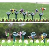 Ornaments Vibration Solar Powered Dancing Flying Hummingbirds with Feather  Garden Wall Yard Decoration Gardening Pastoral Decoration Toys  Random Color Delivery