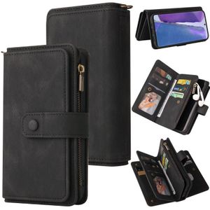 For Samsung Galaxy Note20 Skin Feel PU + TPU Horizontal Flip Leather Case with Holder & 15 Cards Slot & Wallet & Zipper Pocket & Lanyard(Black)