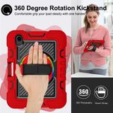 360 graden rotatie contrast kleur shockproof siliconen + pc case met houder & hand grip riem & schouderriem voor iPad mini 6 (rood + zwart)