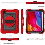 360 graden rotatie contrast kleur shockproof siliconen + pc case met houder & hand grip riem & schouderriem voor iPad mini 6 (rood + zwart)