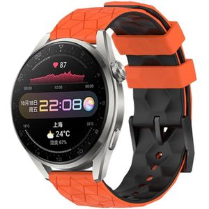 Voor Huawei Watch 3 Pro 22 mm voetbalpatroon tweekleurige siliconen horlogeband (oranje + zwart)