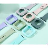 Silicone Replacement Strap Watchband + Watch Protective Case Set For Apple Watch Series 6 & SE & 5 & 4 40mm / 3 & 2 & 1 38mm (Mint Green)