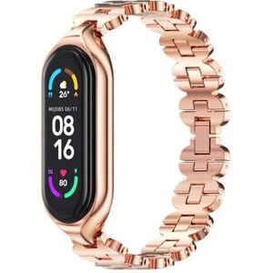 Voor Xiaomi Mi Band 5 /6 Mijobs Bone Chain Double Hole Metal Watch Band (Rose Gold)