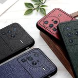 For vivo X80 Pro Accurate Hole Litchi Texture Genuine Leather Phone Case(Black)