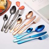 24 in 1 Stainless Steel Tableware Western Steak Cutlery Gift Set  Color: Rose Gold