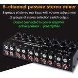 B066 Mini Stereo 8 Channel RCA Non Source Sound Passive Mixer  No Power Supply