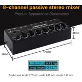 B066 Mini Stereo 8 Channel RCA Non Source Sound Passive Mixer  No Power Supply