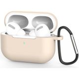 For AirPods Pro 3 Silicone Wireless Earphone Protective Case Cover with Lanyard Hole & Carabiner(Apricot)