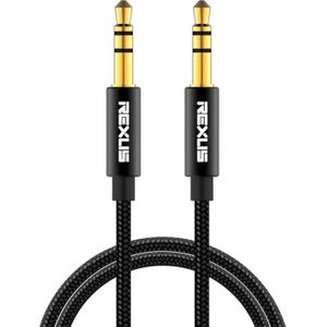 REXLIS 3629 3.5mm Male to Male Car Stereo Gold-plated Jack AUX Audio Cable for 3.5mm AUX Standard Digital Devices  Length: 1.8m