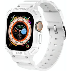 Voor Apple Watch Ultra 49mm JUNSUNMAY Geïntegreerde TPU Case Verstelbare elastische horlogeband